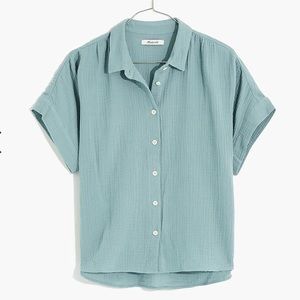 Madewell Lightspun Short Sleeve Button up Shirt Top Size M Medium Gauze Cotton